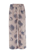 Peraluna ROSA TROUSER Gül Desenli Cepli Saten Kadın Pantolon - Koyu Pudra/Mor - 4