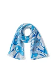 Peraluna AZUL PAREO Çiçekli Dalga Desen 140X140 CM Şifon Pareo & Eşarp - Mavi - 4