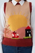 Peraluna SUNNY VEST El İşlemeli Kadın Triko Süveter - Bej/Kahve - 5