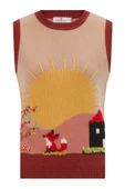 Peraluna SUNNY VEST El İşlemeli Kadın Triko Süveter - Bej/Kahve - 7