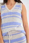 Peraluna LAURA TOP & SHORTS Yazlık Kadın Triko Şort Takım - Taş/Lila - 5