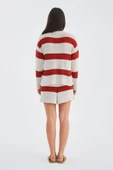 Peraluna SIENA BLOUSE & SHORTS Çizgili Uzun Kollu Kadın Triko Şort Takım - Kremit/Taş - 8