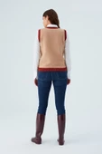Peraluna SUNNY VEST El İşlemeli Kadın Triko Süveter - Bej/Kahve - 6