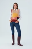 Peraluna SUNNY VEST El İşlemeli Kadın Triko Süveter - Bej/Kahve - 1