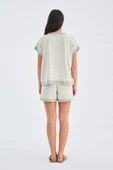 Peraluna VERA BLOUSE & SHORTS Pamuklu Yazlık Kadın Triko Şort Takım - Ekru/Çağla Yeşili - 8