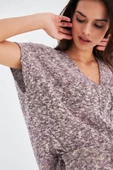 Peraluna RENGE BLOUSE & SHORTS Yazlık Viskonlu Kadın Triko Şort Takım - Lila - 4