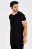 Peraluna Kol Ucu Baskılı Uzun Erkek T-Shirt - Siyah - 5