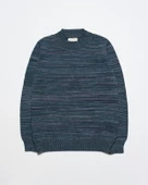Far Afield DIETER KNIT Bisiklet Yaka Standart Kesim %100 Organik Pamuk Melanj Erkek Triko Kazak - Yeşil Multi - 5