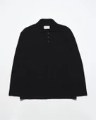 Far Afield KIER KNITTED POLO Polo Yaka Standart Kesim Yün Karışım Erkek Triko Kazak - Siyah - 5