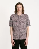 Far Afield VELZY CARDIGAN-TWISTED YARN Bisiklet Yaka Kısa Kol %100 Organik Pamuk Melanj Erkek Triko Hırka - Lacivert - 2