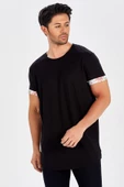 Peraluna Kol Ucu Baskılı Uzun Erkek T-Shirt - Siyah - 2
