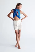 Peraluna EMMA SHORTS Dantel Örgü Beli Lastikli Mini Kadın Triko Şort - Ekru - 1