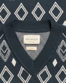 Far Afield PINTO KNITTED VEST-DIAMONDS V Yaka Baklava Desen %100 Organik Pamuk Erkek Triko Süveter - Lacivert - 3