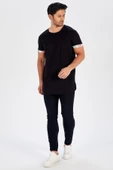 Peraluna Kol Ucu Baskılı Uzun Erkek T-Shirt - Siyah - 1
