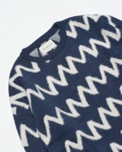 Far Afield DROP SHOULDER KNIT - ZIG Bisiklet Yaka Standart Kesim Zigzag Desen Erkek Triko Kazak - Lacivert - 3