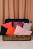 Peraluna FOAM PILLOW Şifon Şerit Triko Yastık Kılıfı 60X40 CM - Fuşya - 5
