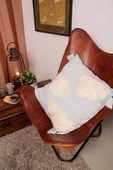Peraluna CLOUDY PILLOW Pamuklu Bulut Desenli Triko Yastık Kılıfı 60X60 CM - Açık Mavi/Ekru - 6