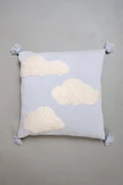 Peraluna CLOUDY PILLOW Pamuklu Bulut Desenli Triko Yastık Kılıfı 60X60 CM - Açık Mavi/Ekru - 1