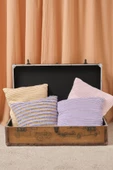 Peraluna LUXURY PILLOW Simli Çizgili Triko Yastık Kılıfı 45X45 CM - Açık Lila/Gold - 7
