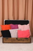 Peraluna FOAM PILLOW Şifon Şerit Triko Yastık Kılıfı 45X45 CM - Pudra - 8
