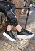 Tomiross-Carol Kadın Siyah Beyaz Poli Taban Bağcıklı Spor Sneaker Ayakkabı CRL-2810 - 3