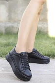 Tomiross-Carol Kadın Siyah Siyah Poli Taban Bağcıklı Spor Sneaker Ayakkabı CRL-2810 - 4