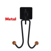 Yapışkanlı Siyah Metal Uzun Çatal 2'li Askılık Sağlam Banyo Lavabo Aparat Bornoz Havlu Asma Askı thumbnail 4