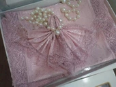 Gold Dantelli Masa Örtüsü Takımı 26 parça Pudra Pembe - 5