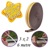 3x2=6 Metre Kapı Pencere Bandı Kahverengi Fitili Yapışkanlı Soğuk Izolasyon Bant - 1
