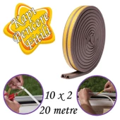 10x2=20 Metre Kapı Pencere Bandı Kahverengi Fitili Yapışkanlı Soğuk Izolasyon Bant - 1