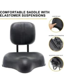 Sırt Destekli Bisiklet Selesi Koltuğu Arkalıklı Ayarlamalı Geniş Elektrikli Bisiklet Koltuk Siyah - 4