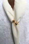 12 Adet Gold Bead Metal Halkalı Peçete Yüzüğü - 5