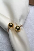 12 Adet Gold Bead Metal Halkalı Peçete Yüzüğü - 3
