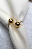 12 Adet Gold Bead Metal Halkalı Peçete Yüzüğü - 4