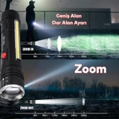 El Feneri Şarjlı P50 Led Işıldak Kamp Lambası Gece Uzun Menzil Aydınlatma 3800 Lümen Beyaz Işık thumbnail 2