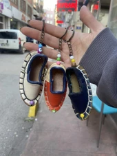 El Yapımı %100 Hakiki Deri Anahtarlık Mini Çarık thumbnail 5