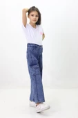 Kız Çocuk Mavi Komando Cepli Kot Pantolon - 2