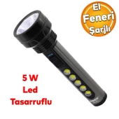 El Feneri Şarjlı Led Işıldak Kamp Lambası Gece Aydınlatma 5 W Beyaz Işık thumbnail 1