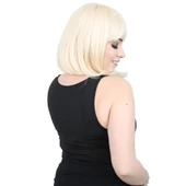 Kısa Küt Perçemli Fiber Sentetik Peruk - Platin thumbnail 4