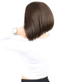 Kahkülsüz Düz Kısa Fiber Sentetik Peruk - Açık Kahve thumbnail 3