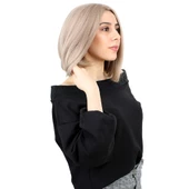 Kahkülsüz Düz Kısa Fiber Sentetik Peruk - Küllü Bebek Sarı thumbnail 2