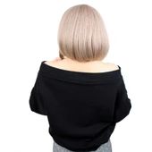 Kahkülsüz Düz Kısa Fiber Sentetik Peruk - Küllü Bebek Sarı thumbnail 4