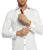 Bordo Bieli Beyaz Micro Kumaş Kol Düğmeli Slim Fit Erkek Gömlek - 216-3 thumbnail 3