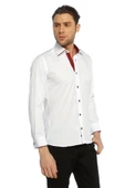 Bordo Bieli Beyaz Micro Kumaş Kol Düğmeli Slim Fit Erkek Gömlek - 216-3 thumbnail 4