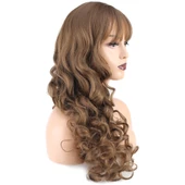 Dalgalı Perçemli Uzun Fiber Sentetik Peruk - Bebek Kumralı thumbnail 3