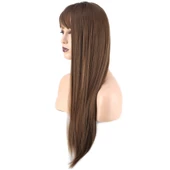 Düz Perçemli Uzun Fiber Sentetik Peruk - Kumral thumbnail 1