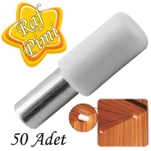 Raf Pimi Plastik Başlı Cam Tutucu Çivisi Mobilya Dolap Pimi Beyaz (50 Adet) - 1