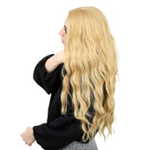 Fiber Sentetik Uzun Su Dalgası Peruk - Sarı thumbnail 3