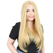 Fiber Sentetik Uzun Düz Peruk - Sarı thumbnail 1