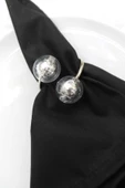 6 Adet Emtory Design Gümüş Metal Halkalı Peçete Yüzüğü - Silver Napkin Rings - 2